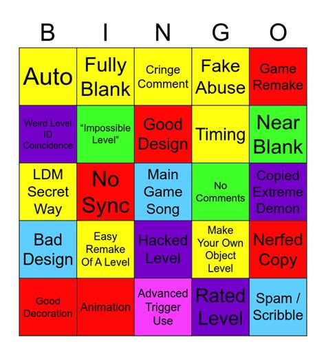 gd bingo|Virtual Geometry Dash Recent Tab Bingo.